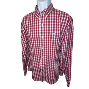 Dockers Men’s Size XXL, Red White Check Logo Preppy Nautical Button Down Casual